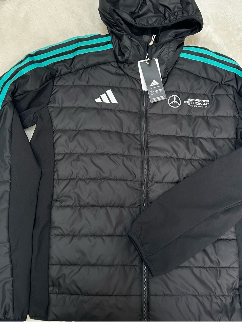 Adidas Mercedes AMG PETRONAS F1 Team DNA Puffer Jacket Size M Men’s Style JV5433